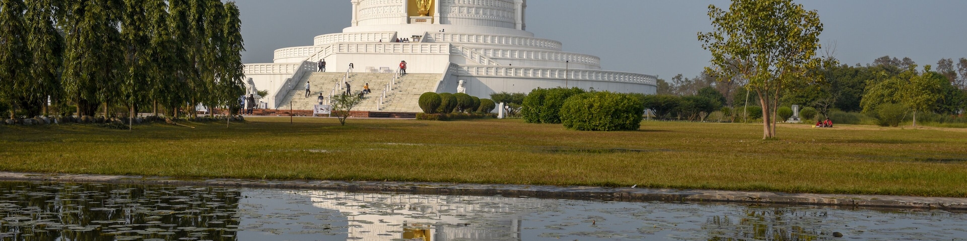 World Peace Pagoda at the monastic zone of Lumbini in Nepal