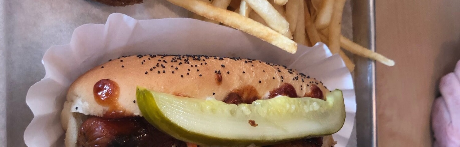 I LOVE their DC Half Smoke (not pictured). Pictured is the Long Horn and Detroit Coney Classic. This place is amazing. So many gourmet franks to choose from. You can put a turkey dog, veggie dog, polish, Wagyu, or Kobe, or plain frank in any of their choices. You can even build your own now and they have fried Oreos!