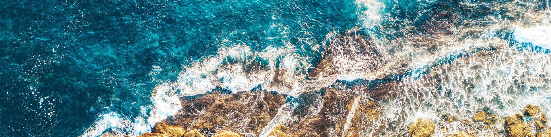 Aerial views of McIvers Ocean Baths Coogee Australia