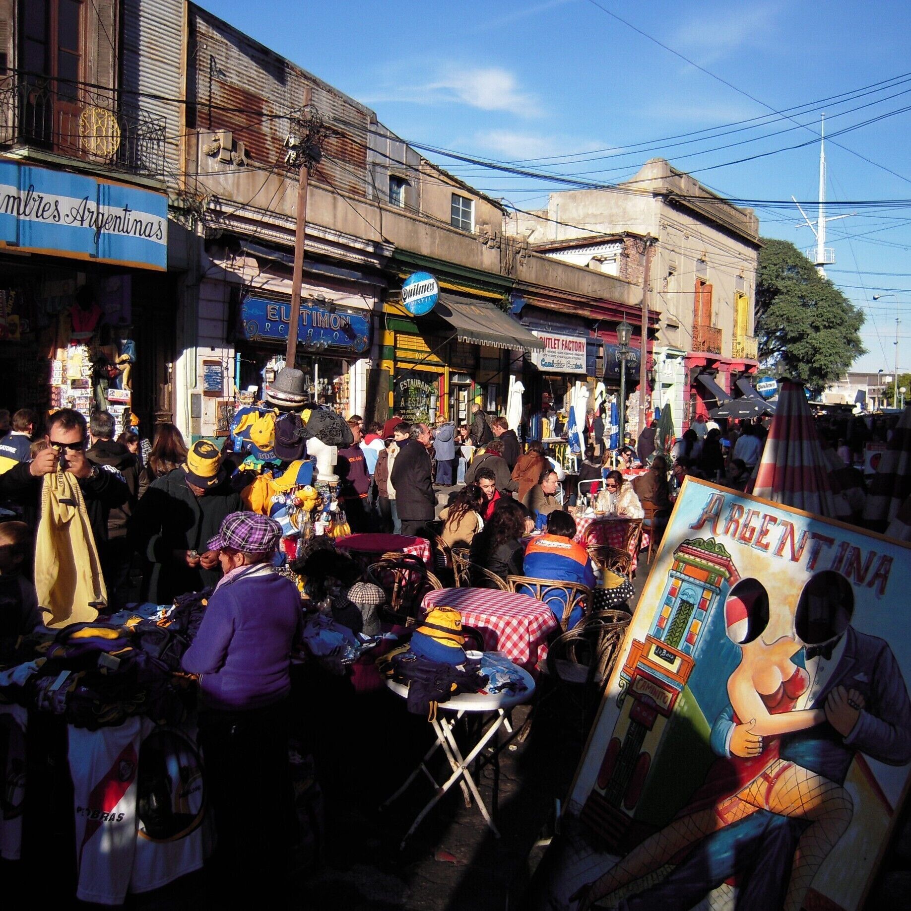 Taken on a cool afternoon in the La Boca Neighborhood.  I think it shows the character of the place.  Very fun area to walk around during the day.  Lots of sidewalk cafes, shopping, and people watching.  