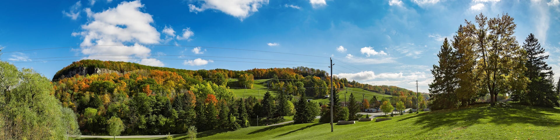 Beautiful panoramic view of the Kelso conservation area in Milton, Ontario, Canada