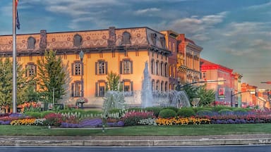 Many Friday nights during the summer our town has free concerts on the town square. We have a wonderful fountain that is beautifully landscaped right in the middle of our square.