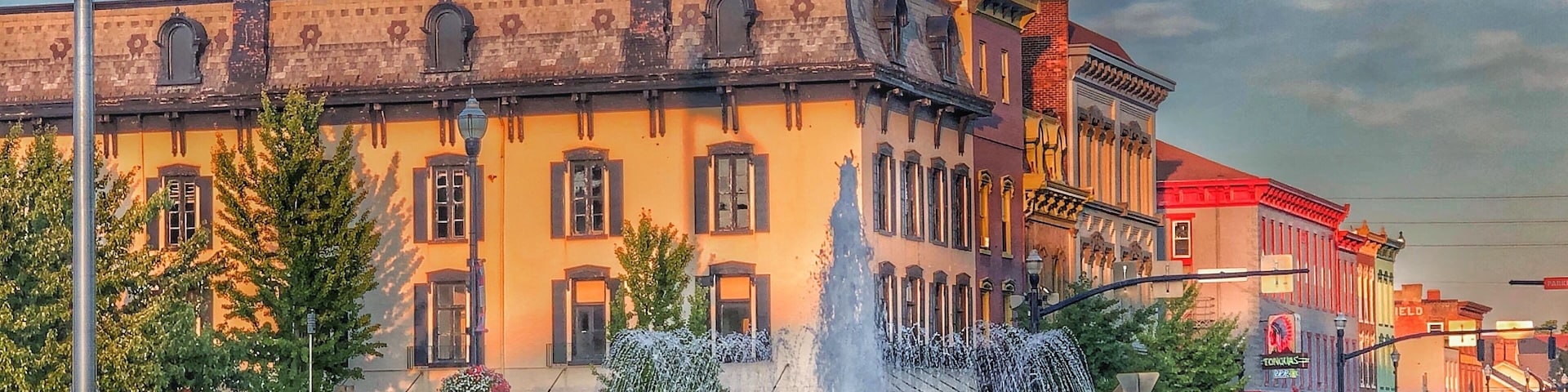 Many Friday nights during the summer our town has free concerts on the town square. We have a wonderful fountain that is beautifully landscaped right in the middle of our square.
