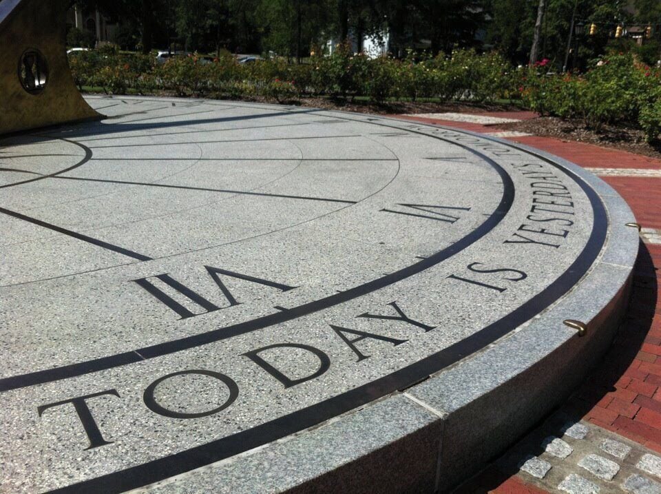 "Today is yesterday's tomorrow" engraved on their sundial.