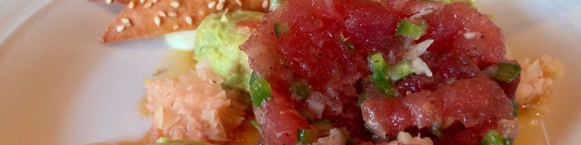 Asian tuna tartar. Fresh and light with just the right amount of heat from the wasabi.