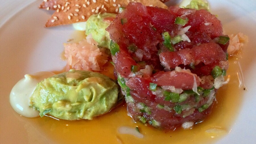 Asian tuna tartar. Fresh and light with just the right amount of heat from the wasabi.