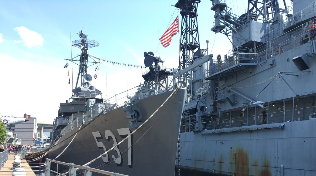 Marina with couple planes, Submarines, Attack boats, and other military ships. Can also get a tour of some of the ships for a price. Great for a walk on a hot day as you feel a breeze from the water. Also a large field along marina filled with wooden lawn chairs to relax in and enjoy.