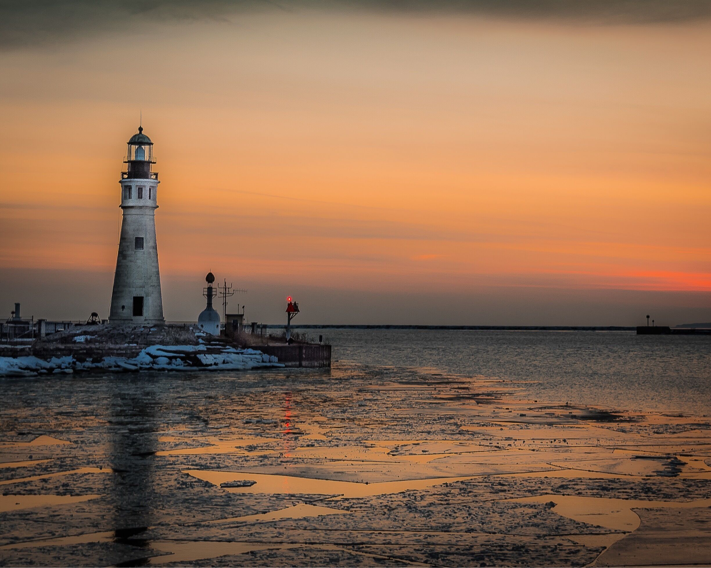 Buffalo Harbor on a winter night 