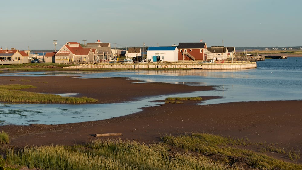 Town at waterfront, North Rustico, Prince Edward Island, Canada