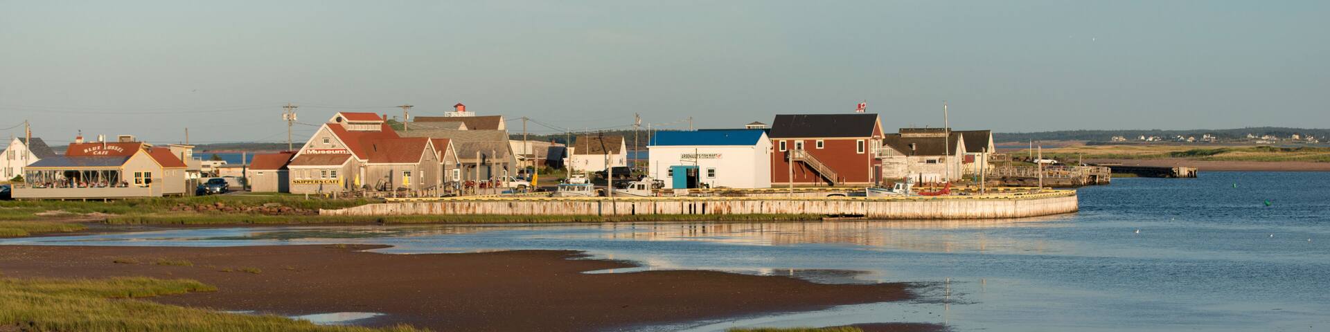 Town at waterfront, North Rustico, Prince Edward Island, Canada