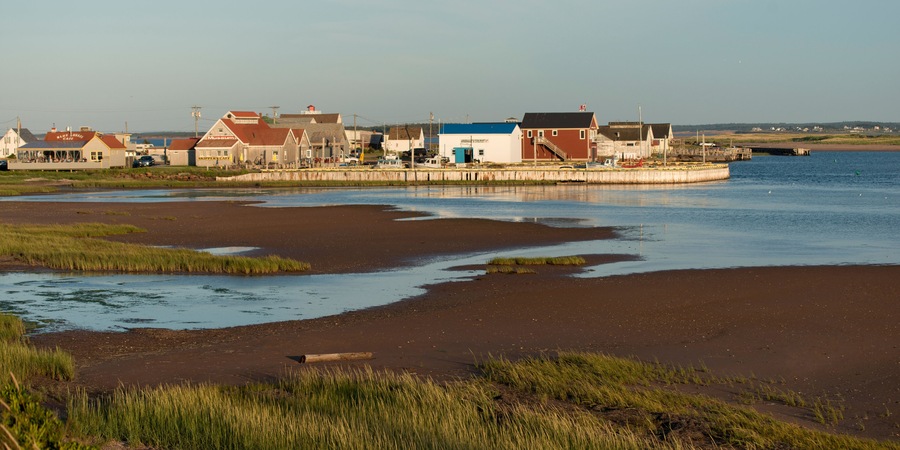 Town at waterfront, North Rustico, Prince Edward Island, Canada