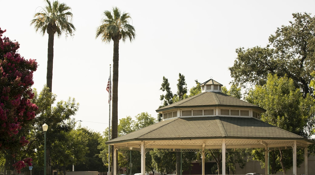 Morning view of the downtown park area of Tulare, California, USA.
