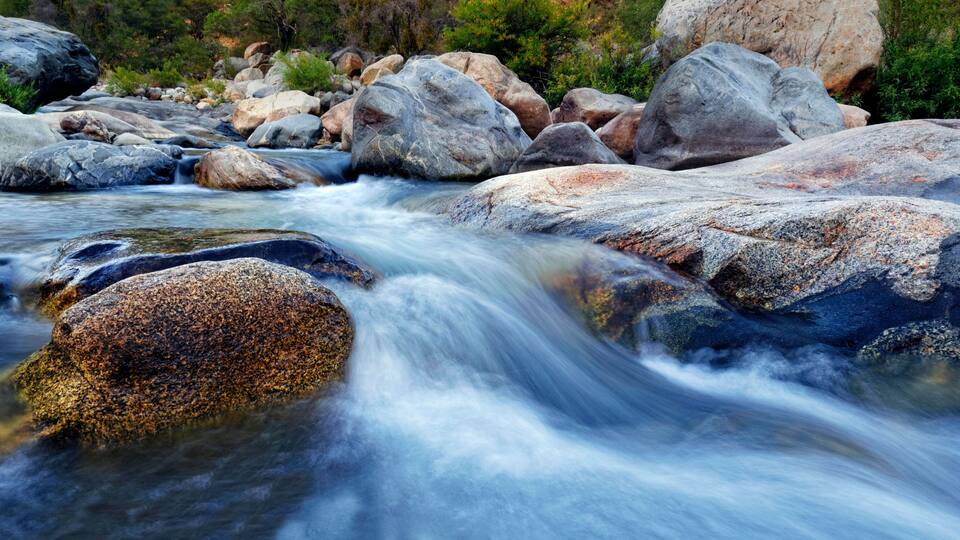 Rapids of the Kaweah River at the Gateway Lodge, Sequoia National Park, California, United States, North America