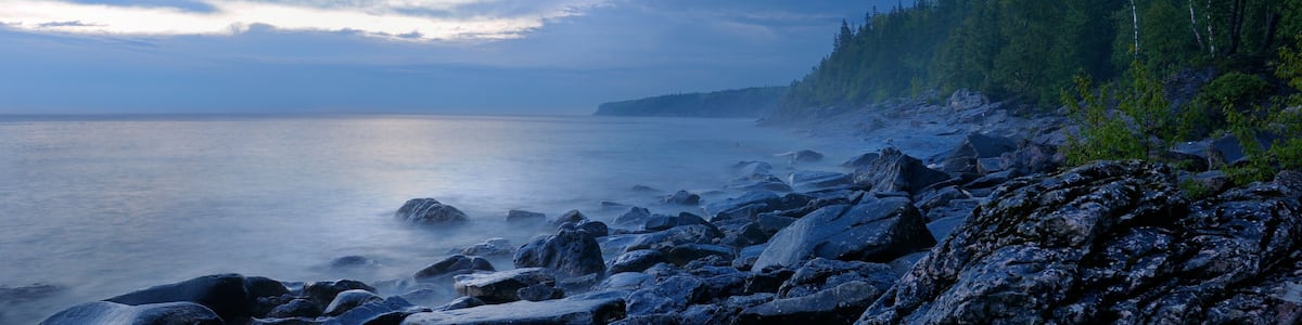 Misty dawn on the shores of Little Cove Bruce Peninsula