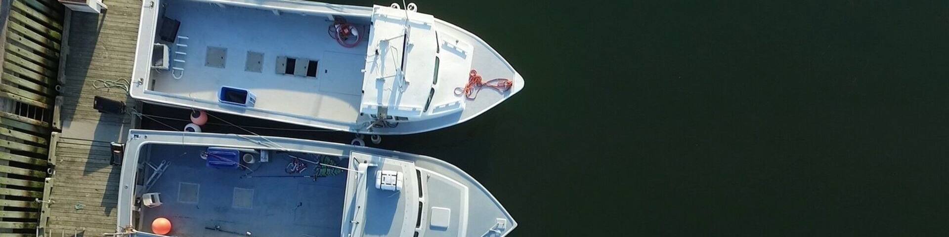 Fishing boats in the harbour at the Caribou-Wood Islands ferry terminal in Caribou, NS.