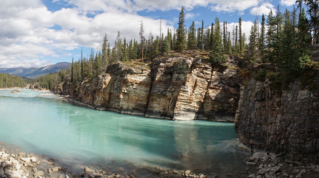 Lower River at Athabasca Falls in Jasper National Park, Canada.
