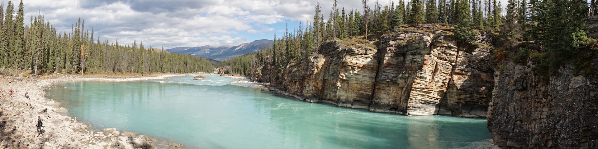 Lower River at Athabasca Falls in Jasper National Park, Canada.