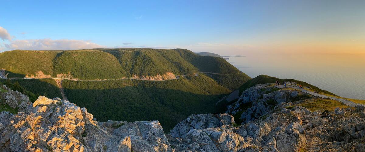 Panorama of Skyline Trail at sunset, Cape Breton, Nova Scotia, Canada