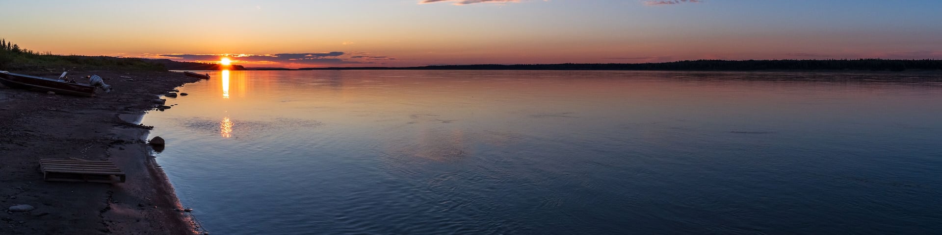 Mackenzie River at Sunset, Fort Simpson, Northwest Territories, Canada