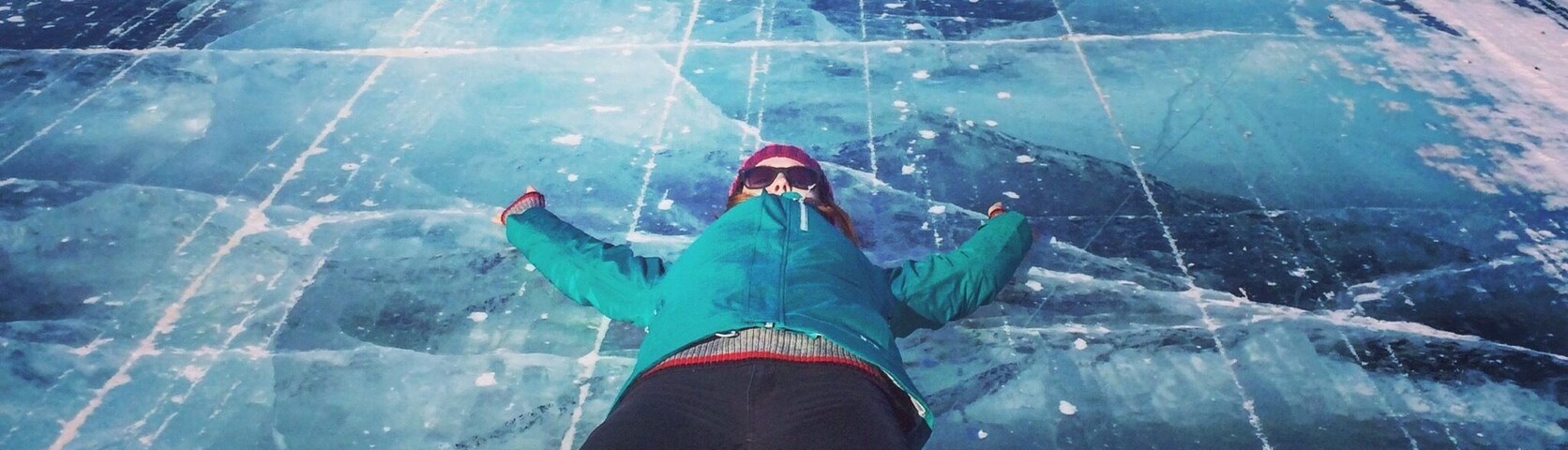 Road on frozen lake, road to diamond mine in Diavik