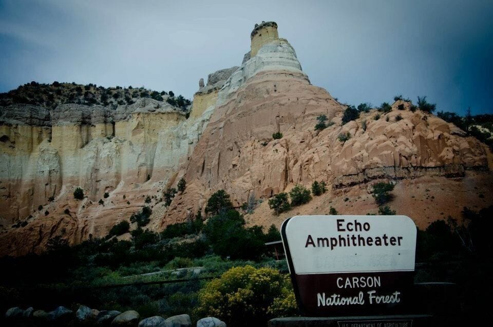 A sign for Echo Amphitheater in Carson National Forest.