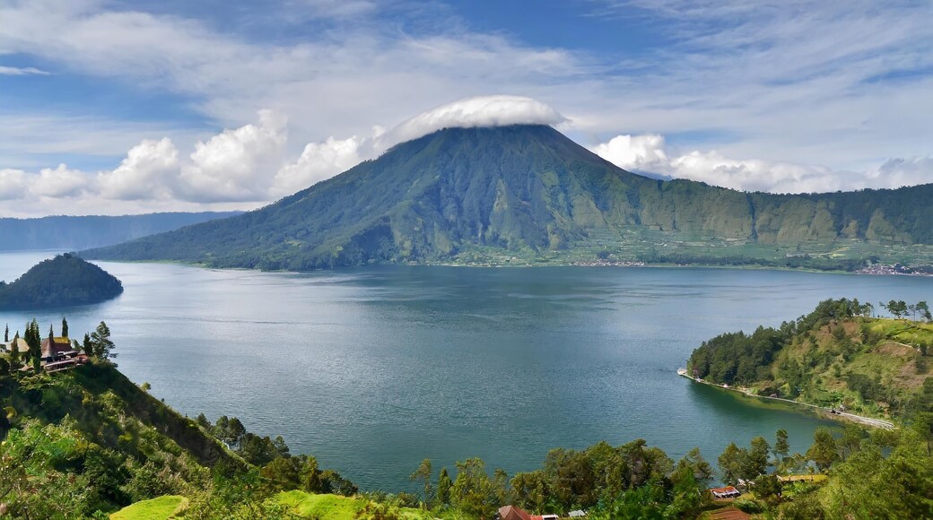 Danau toba lake scenery and unactive volcano