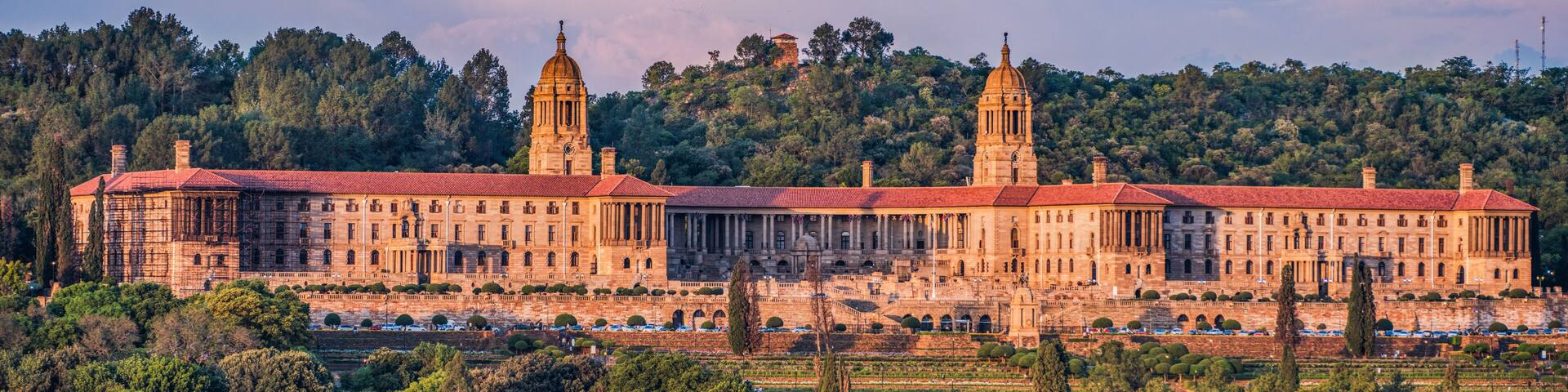 Pretoria union building in bright colours during sunset
