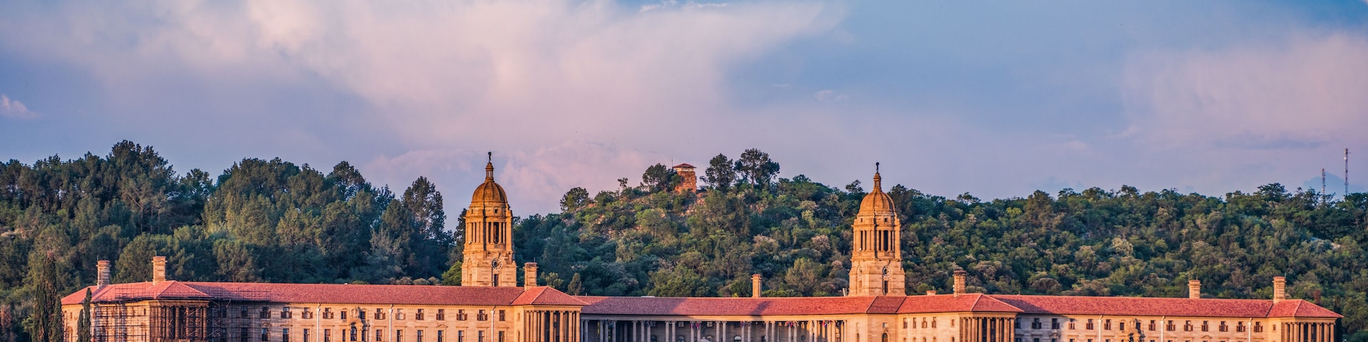 Pretoria union building in bright colours during sunset