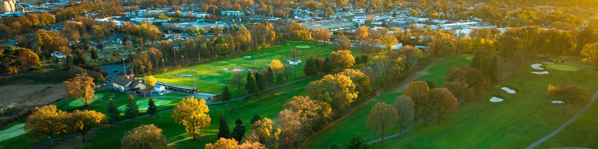 Aerial Drone Sunset in Kenilworth New Jersey