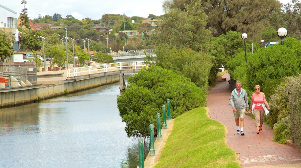 Frankston mostrando un río o arroyo y senderismo o caminata y también una pareja