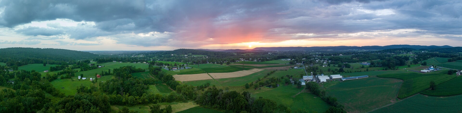 Sunset and Clouds over Farmland