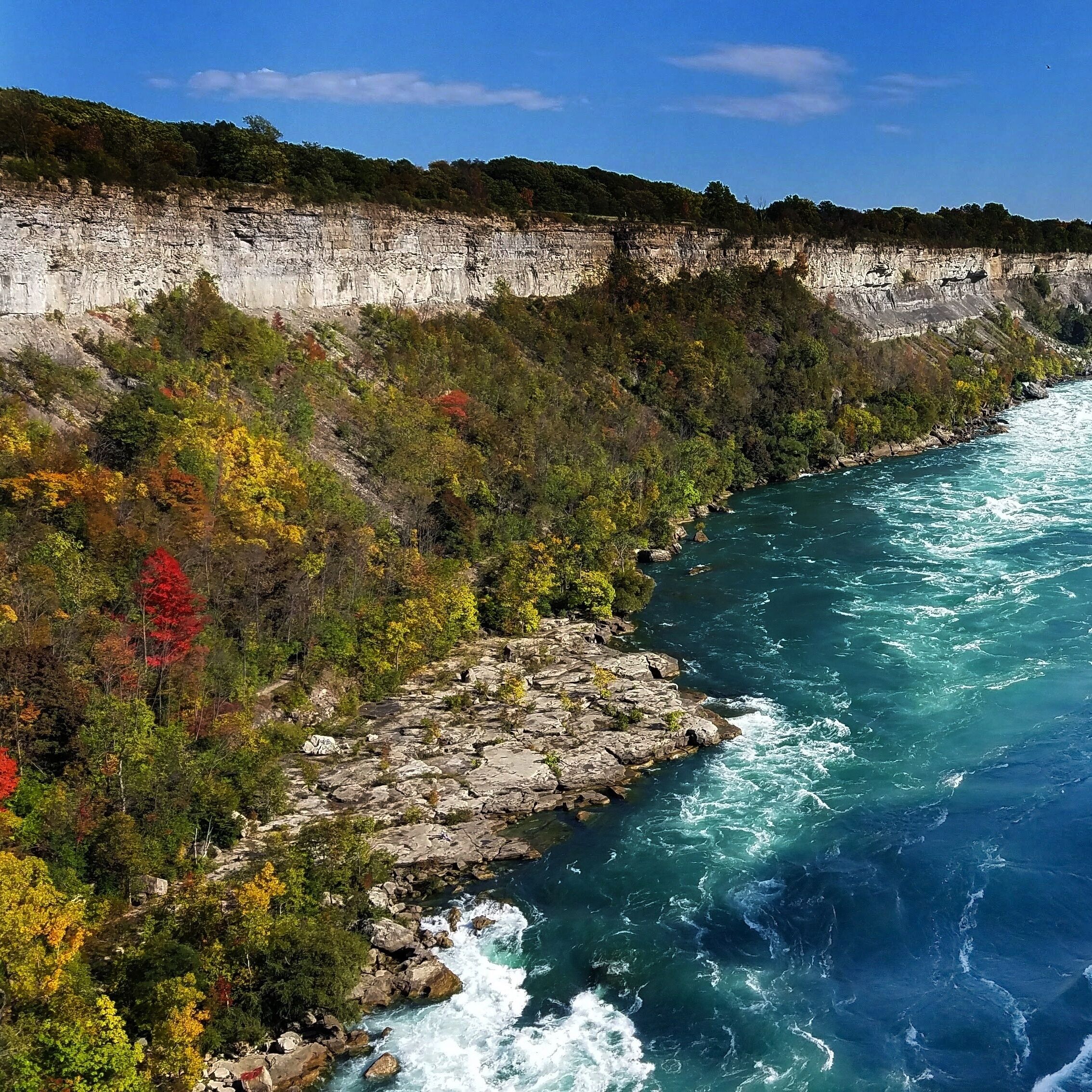 Riding the car over the falls.