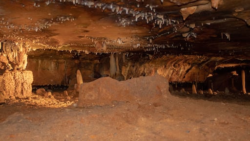 View of the colorful rock formations inside the Ohio Caverns in West Liberty, Ohio. USA