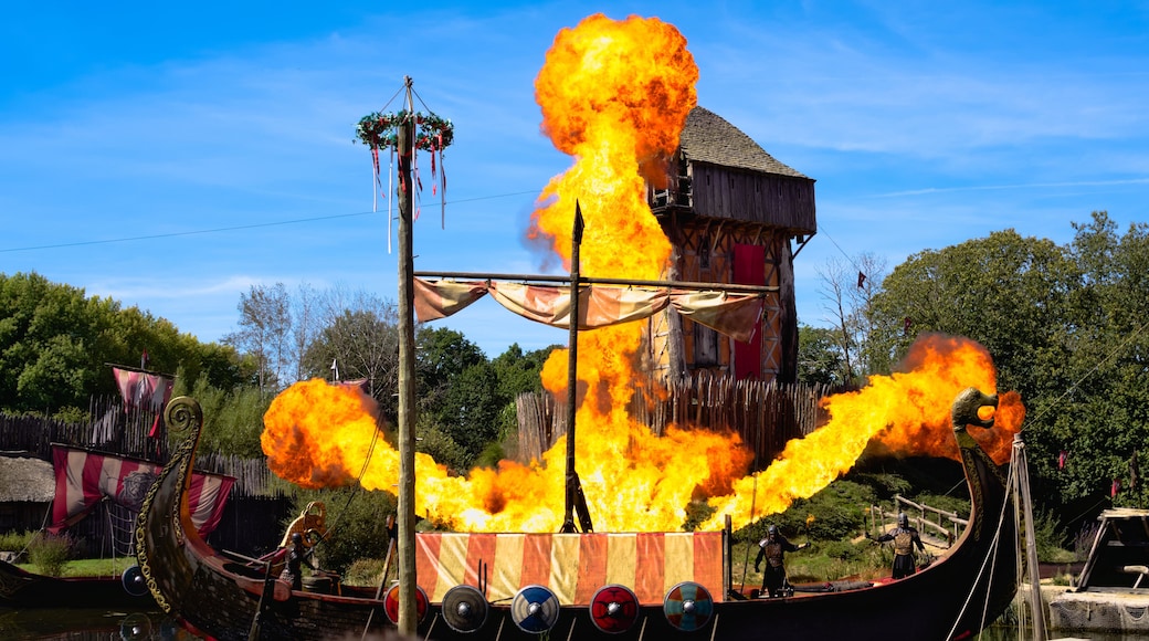 Les Epesses, France - September 8, 2018 : Vikings show from Puy du fou where Vikings longship is set on fire