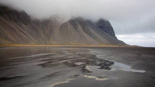 Hofn featuring mountains, general coastal views and mist or fog
