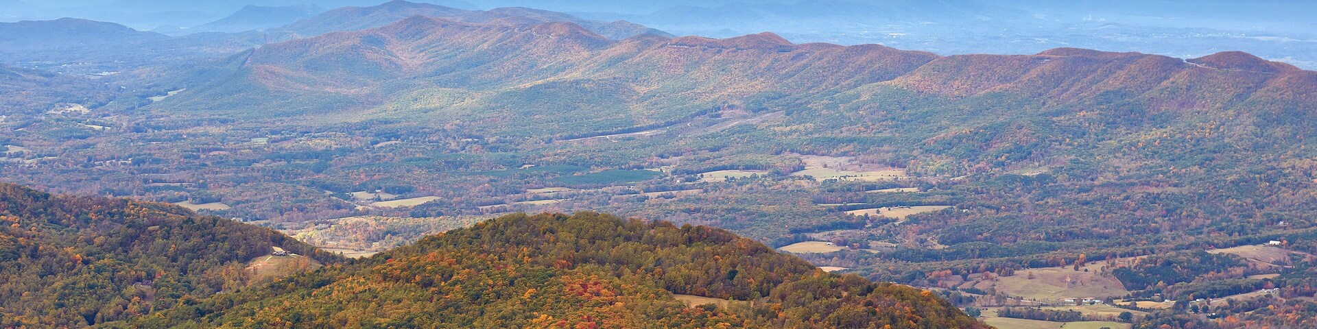 View from the summit of Flat Top, located near the Blue Ridge Parkway west of Lynchburg, Virginia