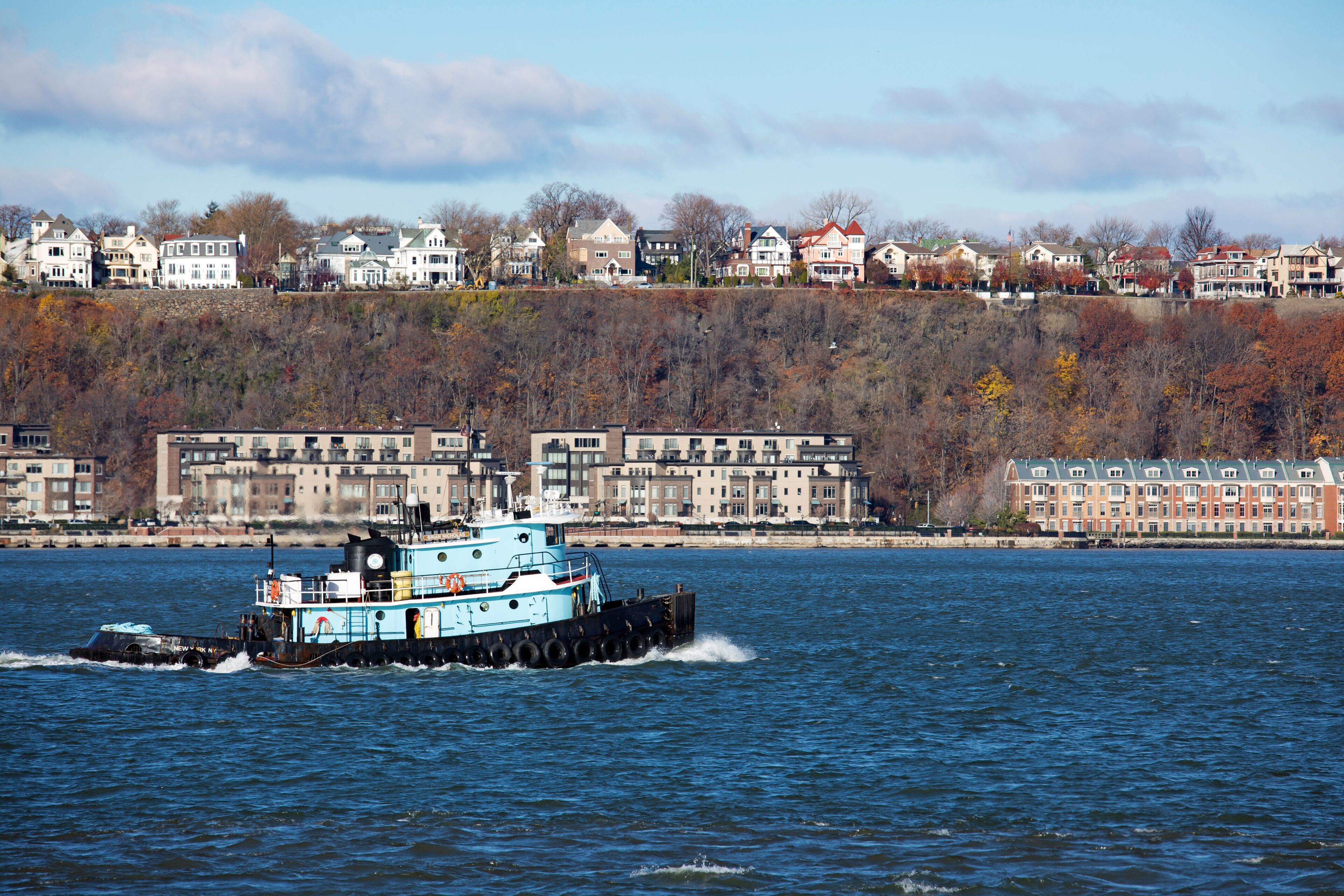 Tug boat on Hudson river, New York