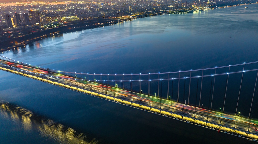 Aerial Drone Sunrise in Fort Lee, New Jersey
