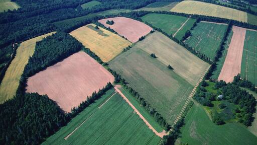 Aerial of Farm Fields, Mayfield, Prince Edward Island, Canada