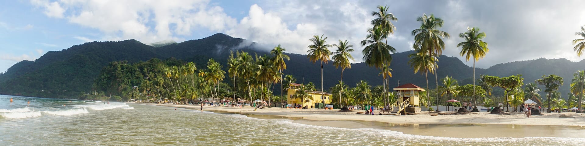 Ocean and Palm Trees at Maracas Beach in Trinidad and Tobago, Caribbean.