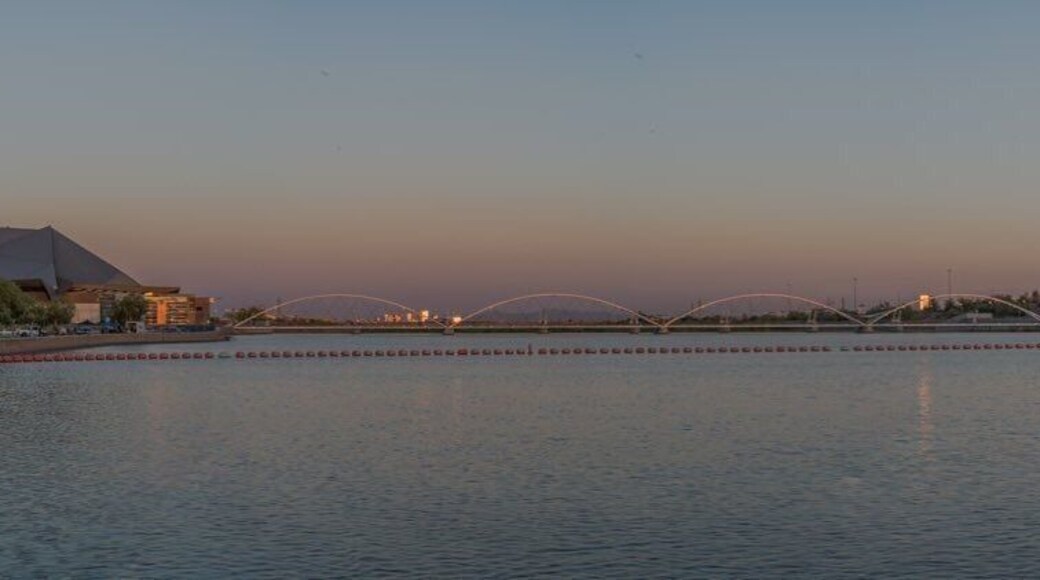 This was shot yesterday morning at sunrise. I was facing west. That is the Tempe arts building on left and Phx in distance