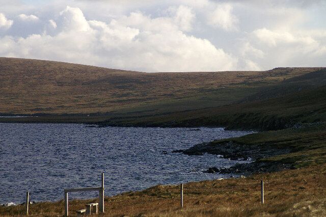 Coastline east of Hamars Ness, Fetlar Looking towards Urie and with the slopes of Vord Hill in the distance.