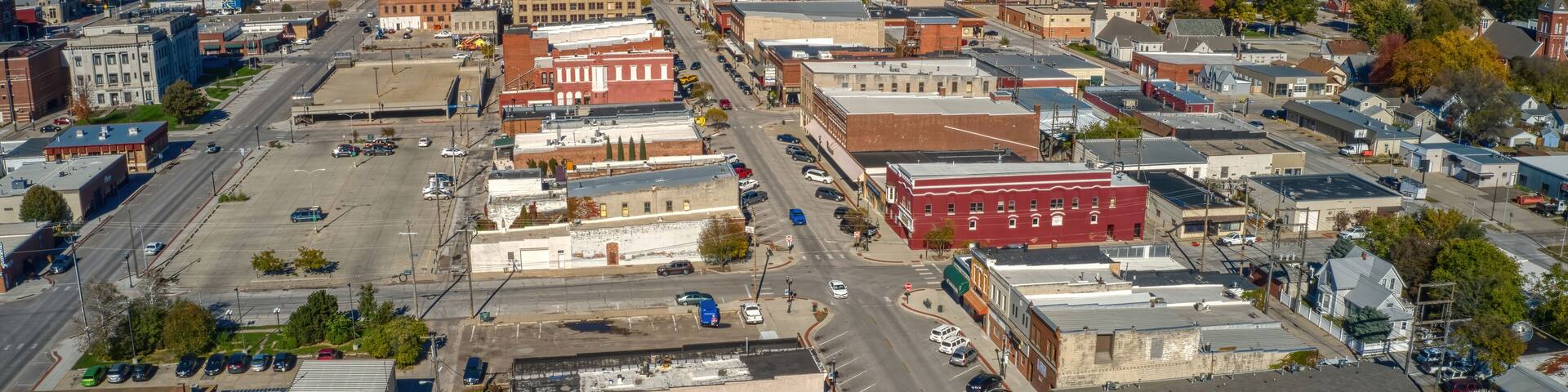 Aerial View of the Omaha Suburb of Fremont, Nebraska