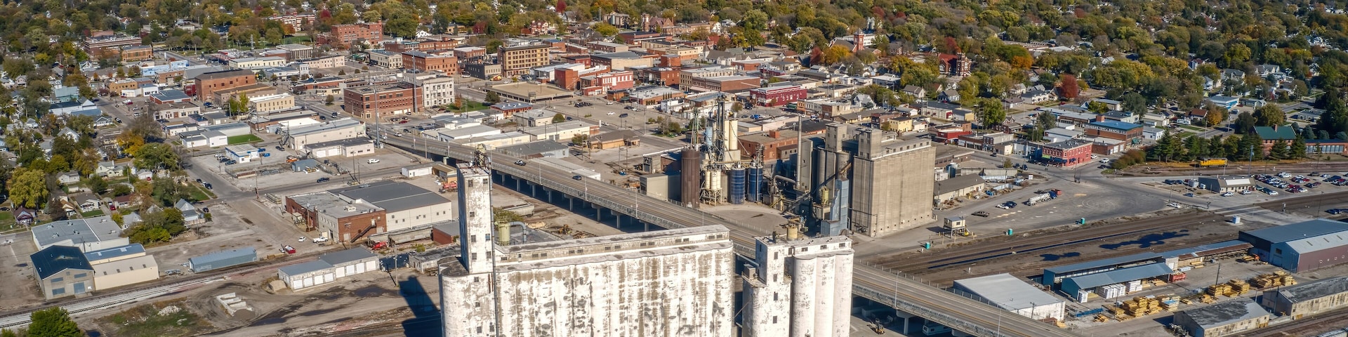 Aerial View of the Omaha Suburb of Fremont, Nebraska