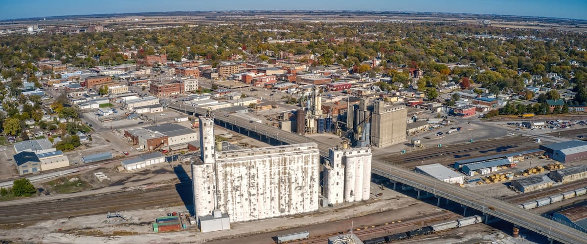 Aerial View of the Omaha Suburb of Fremont, Nebraska