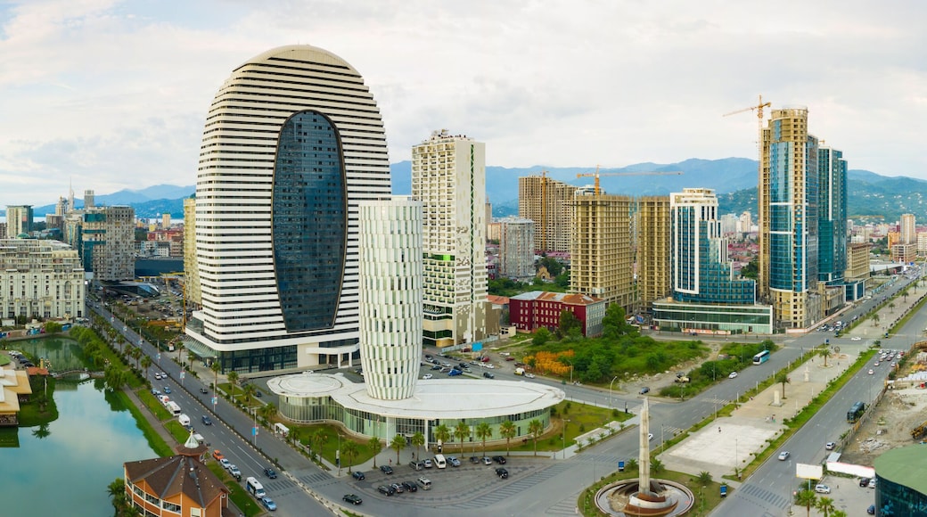 Panoramic view of Batumi, Georgia. View of the center of Batumi and the promenade and the beach. The capital of Adjara, Georgia.