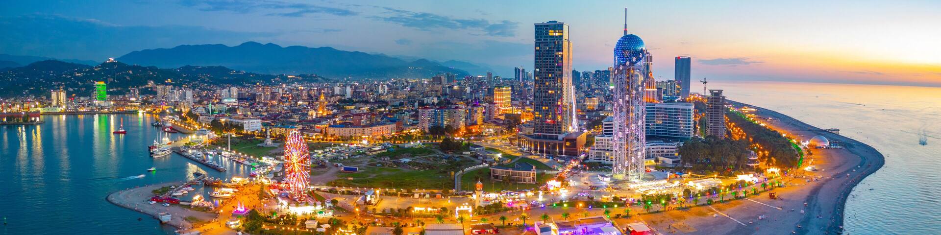 Sunset panorama of Batumi in Georgia