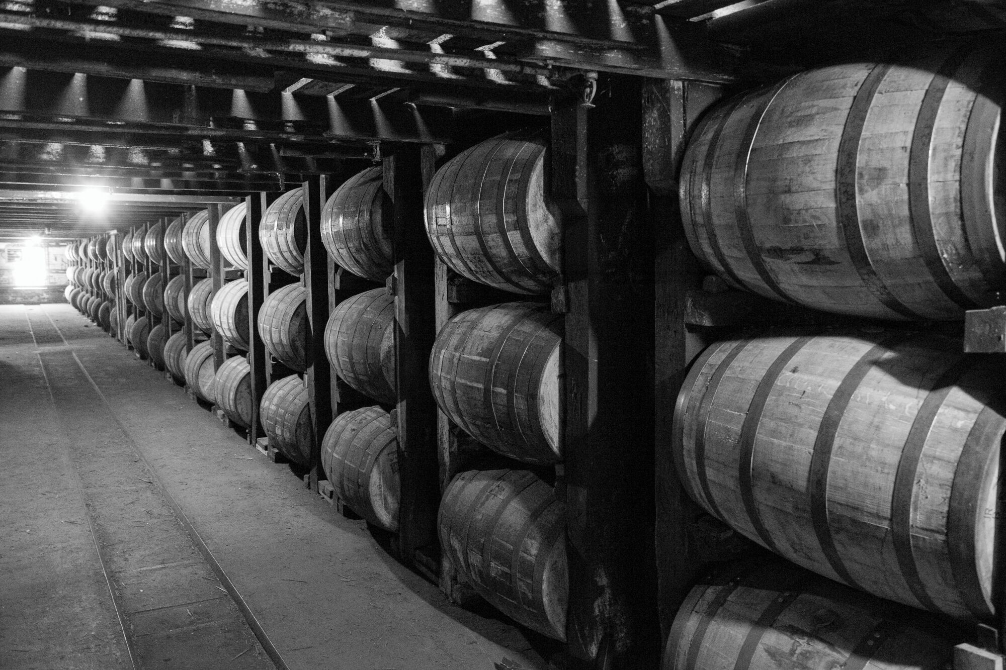 Inside one of the rick houses at Buffalo Trace, on a tour.  There is Pappy Van Winkle in some of these! :)