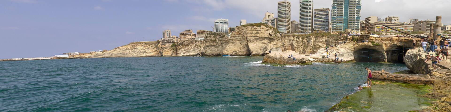 Beirut, Lebanon - probably the most popular landmark in Beirut, the Raouché Rocks are a wonderful spot visitated by thousands of tourists every day