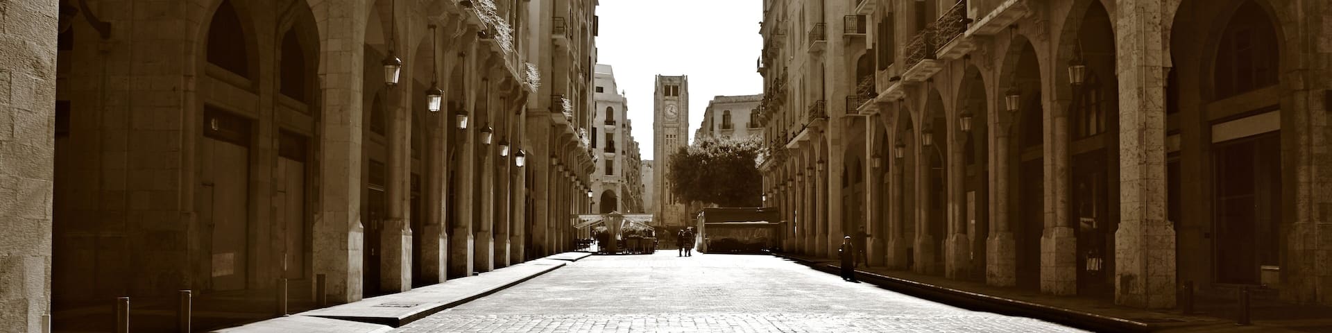 Downtown Beirut Panorama in Sepia